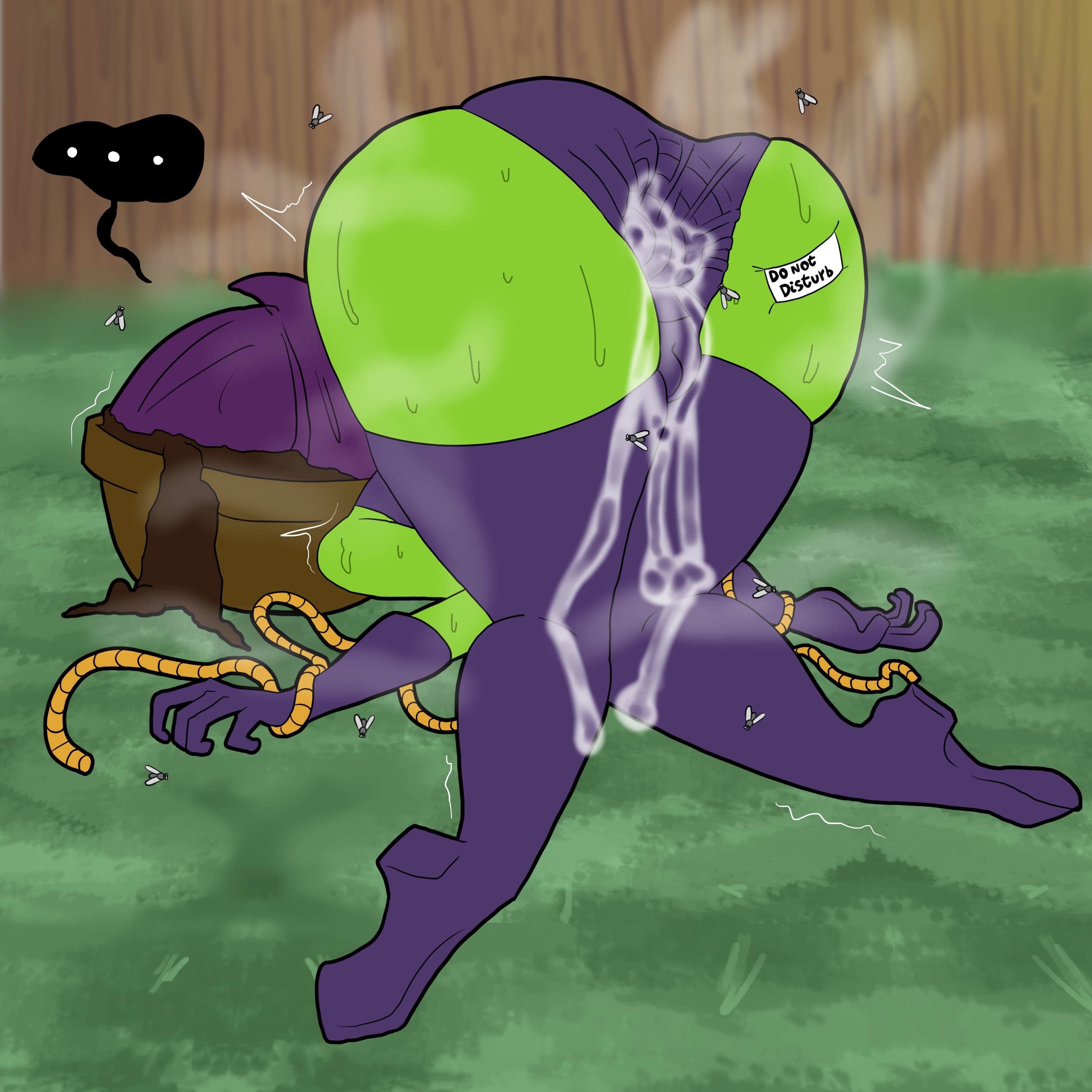 1girl, 1girls, after anal, after rape, after sex, ass up face down, bestiality, comic, cum, cum in ass, face down ass up, fear, female, flies for smell, green shadow (pvz), green skin, horse, horsecock, passed out, plants vs zombies, plants vs zombies: heroes, precum, scared, scared expression, scared face, scared female, smegma, smegma in foreskin, smell, smelly cock, stinky, tied arms, tied hands, zoophilia