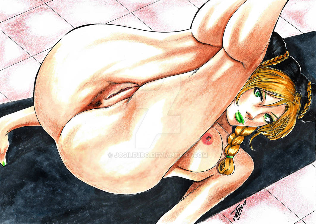 1girls, big breasts, breasts, female, female only, jojo's bizarre adventure, jolyne kujo, josileudo, nipples, presenting, presenting pussy, pussy, solo, stone ocean, traditional media (artwork)