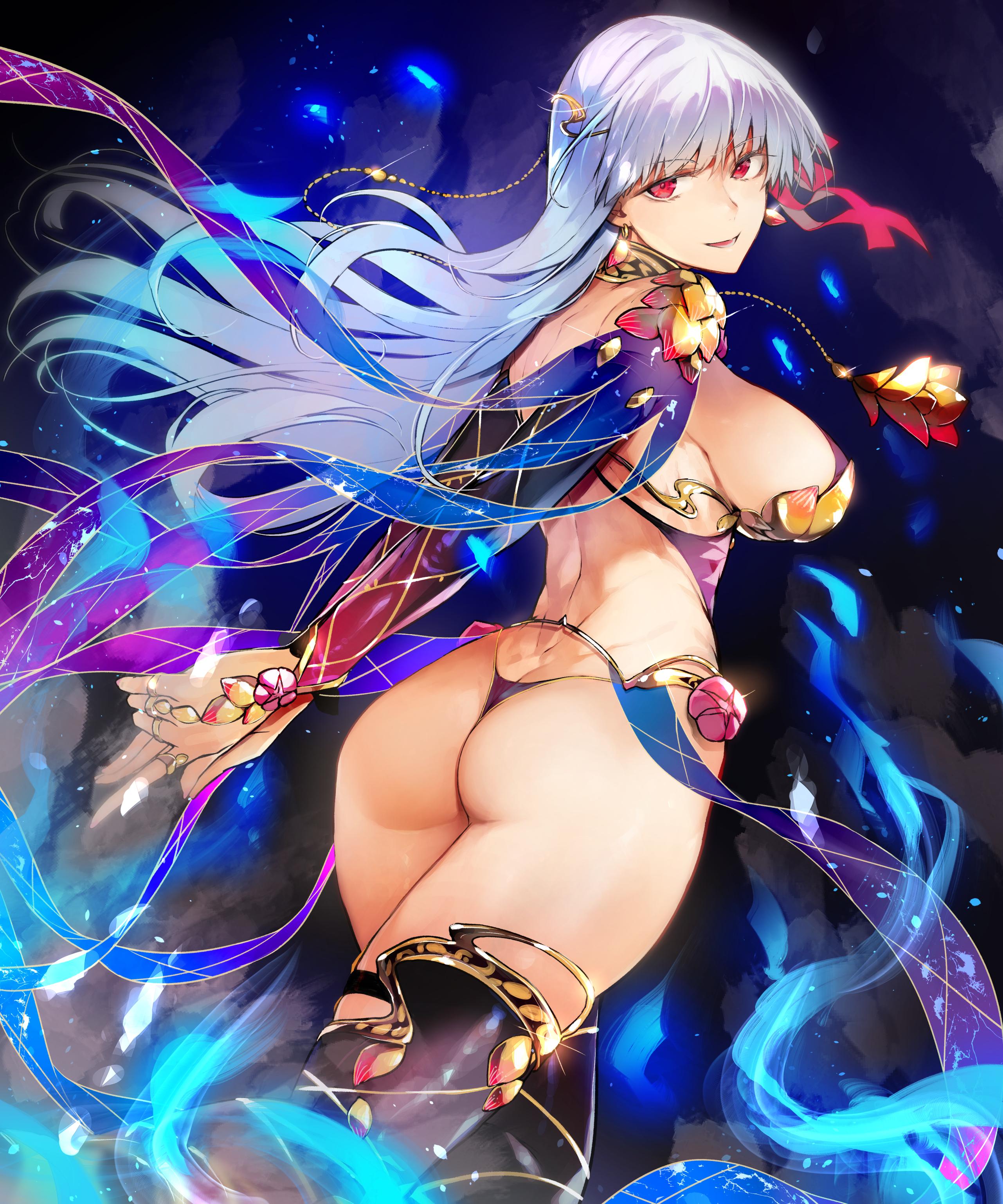 1girls, 2d, 2d (artwork), 2d artwork, adult, adult female, ass, ass cleavage, ass crack, back, back dimples, bare ass, bare back, bare butt, bare chest, bare hands, bare hips, bare skin, bewitching thighs, big breasts, black legwear, black stockings, black thigh highs, black thighhighs, breasts, busty, busty female, busty girl, child bearing hips, curvaceous, curvaceous body, curvaceous female, curvaceous figure, curvaceous hips, curvy, curvy ass, curvy body, curvy female, curvy figure, curvy hips, digital, digital art, digital drawing, digital drawing (artwork), digital media, digital media (artwork), dimples of venus, exposed ass, exposed back, exposed butt, exposed chest, exposed hips, exposed skin, fate (series), fate/grand order, female, female focus, female only, fertile hips, fingernails, fingers, gluteal fold, hair ornament, hair ornaments, head tilt, high resolution, highres, hourglass figure, inframammary fold, kama (fate), kama (fate/grand order), large boobs, large breasts, lean figure, legwear, long hair, looking at viewer, looking back, looking back at viewer, mature, mature female, median furrow, narrow waist, nishiide kengorou, open mouth, open mouth smile, parted lips, plump breasts, red eyes, red-eyed female, shoulder blades, shoulders, sideboob, slender body, slender waist, slim waist, smile, smiley face, smiling, smiling at viewer, solo, standing, stockings, thick ass, thick butt, thick thighs, thigh highs, thighhighs, thighs, tilted head, tongue, upper body, white eyebrows, white hair, white-haired female, wide hips
