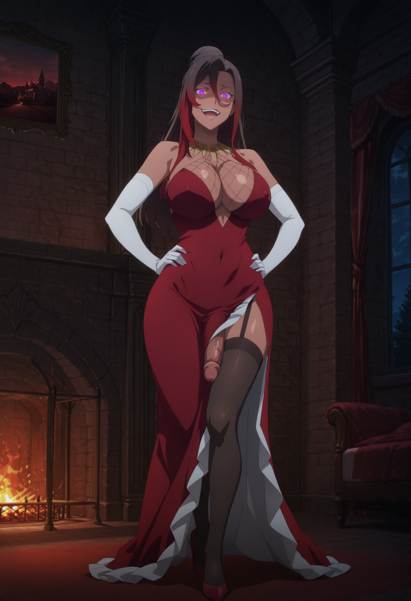 1futa, ai generated, futa only, futanari, kono subarashii sekai ni shukufuku wo!, solo, sylvia (konosuba)