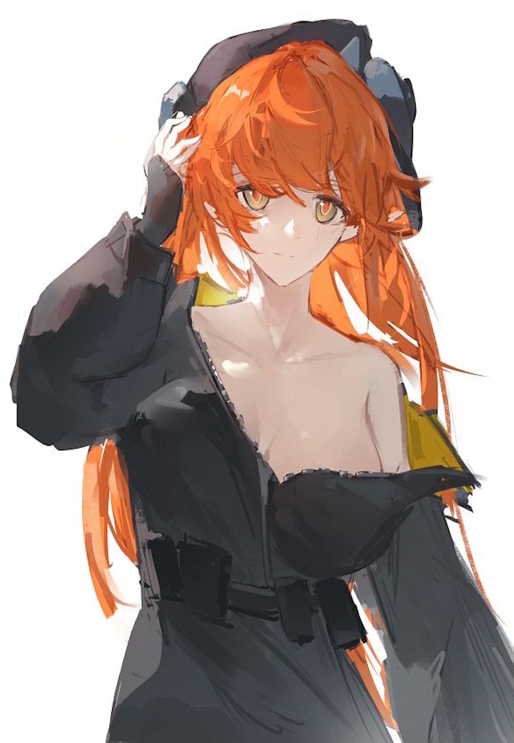 breasts, exposed breasts, female, jacket, orphie magnusson, revealing clothes, twintails, uniform, yingmusang-l1f, zenless zone zero