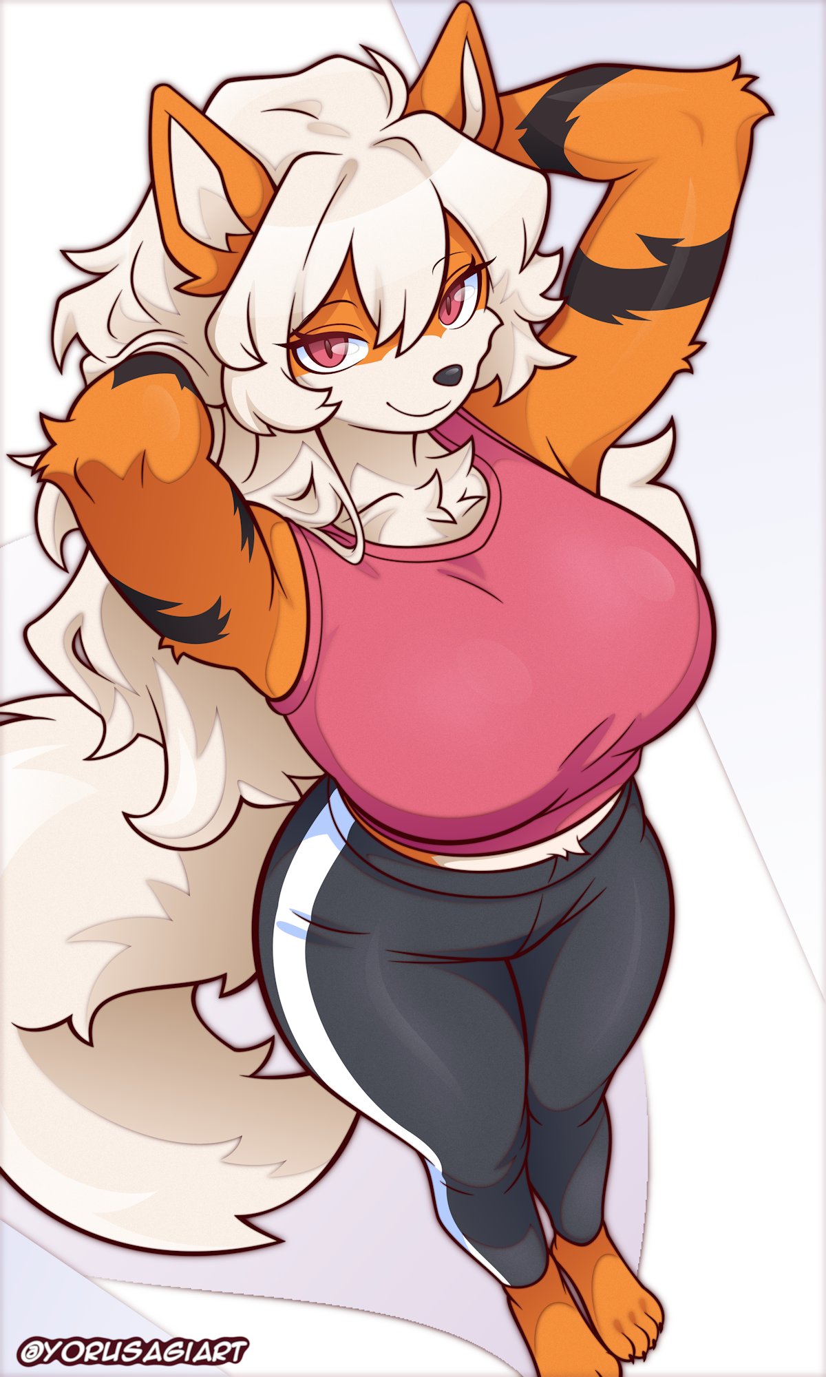 arcanine, big breasts, breasts, female, furry, huge breasts, pokemon, pokemon (species), tagme, thick thighs, wide hips, yorusagi