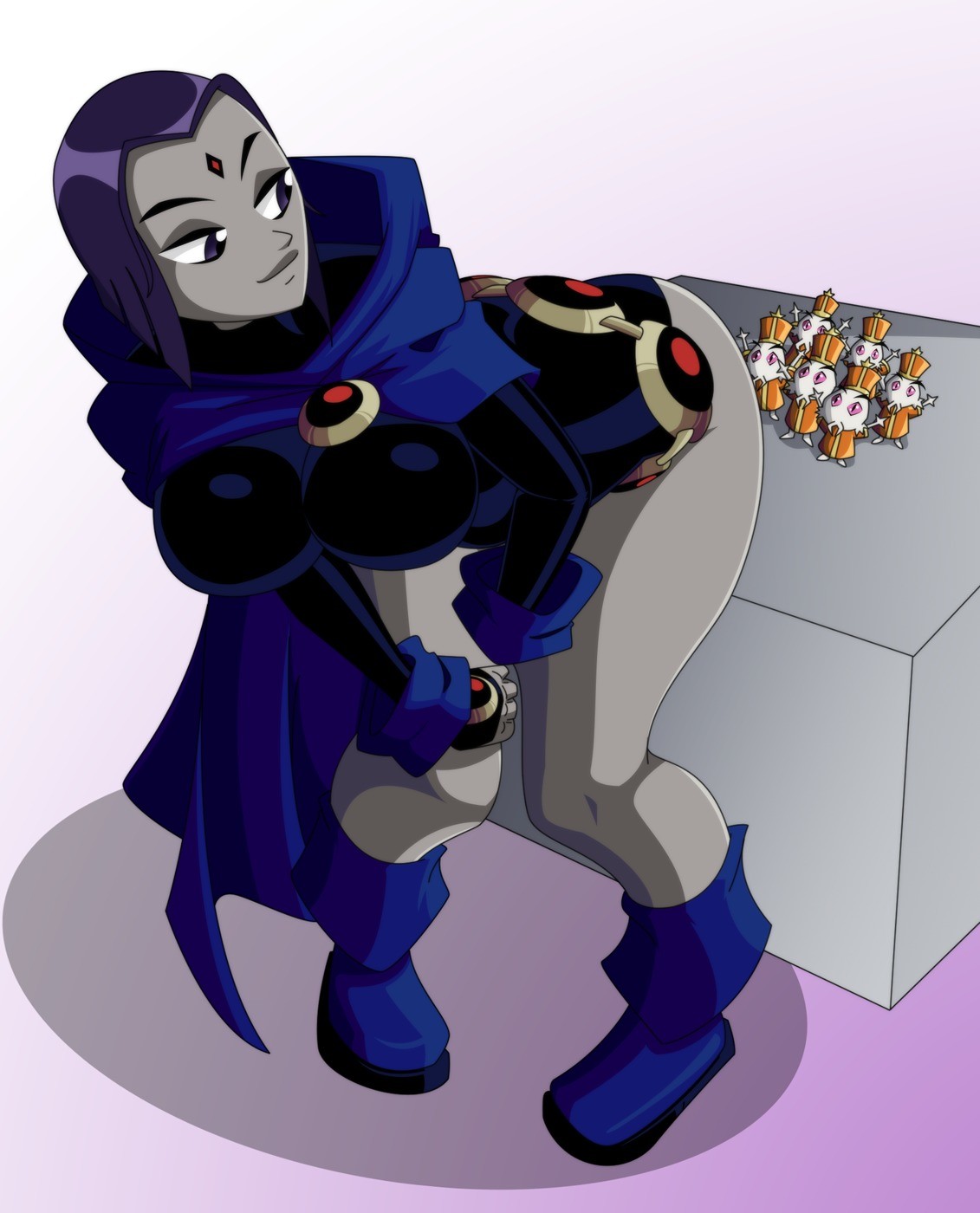 alien, ass, bent over, booty, dc, dc comics, female, purple hair, rachel roth, raven (dc), ravenravenraven, straight hair, tagme, teen titans