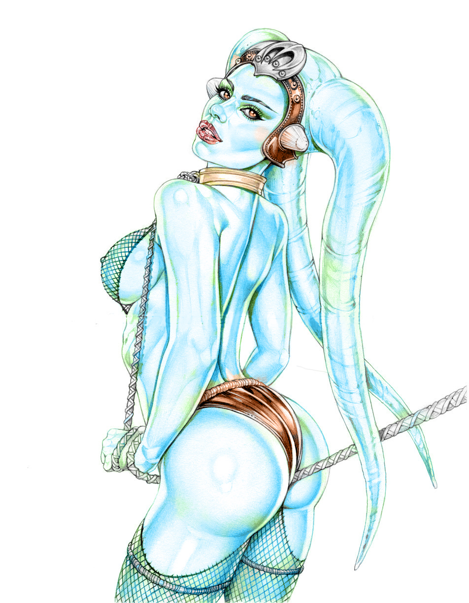 1girls, alien, alien girl, armando huerta, ass, bare shoulders, blue skin, breasts, colored, covered breasts, covered nipples, disney, eyelashes, female, female only, fishnet, fishnet legwear, fishnet stockings, fishnet thighhighs, fishnets, hair ornament, high resolution, hips, interspecies, large breasts, legs, legwear, lipstick, long hair, looking at viewer, makeup, nail polish, nipples, oola, orange eyes, panties, return of the jedi, sideboob, solo, standing, star wars, stockings, thighhighs, thighs, twi'lek