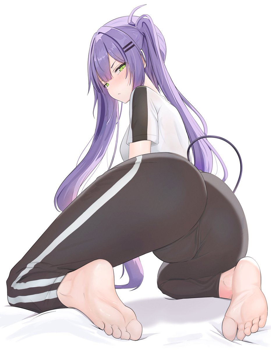 annoyed, barefoot, breasts, cameltoe, female, holoforce, hololive, hololive japan, huge ass, huge pussy, kneeling, medium breasts, pants, pussy, short sleeves, soles, t-shirt, thick thighs, toes, tokoyami towa, trefoil, v-shaped eyebrows, virtual youtuber, wide hips, yoga pants