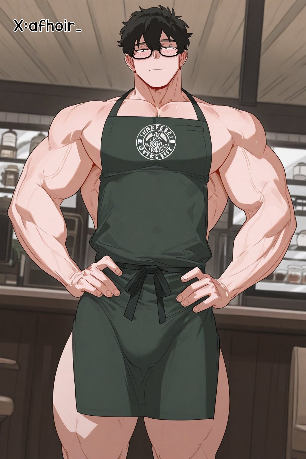 afhoir , ai generated, alpha male, armpits, bara, big bulge, bulge, daddy, dominant, dominant male, gay, gay male, glasses, go yohan, goyohan, male, manhwa sign, mature, mature male, muscles, muscular, muscular male, only male, yaoi, yohan, yohan (sign), yohan sign