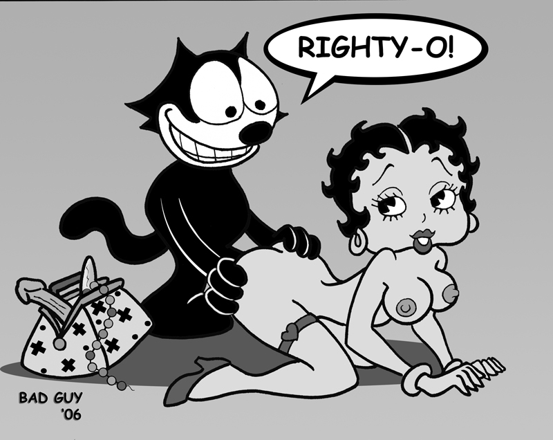 2006 anal_beads anthro bad_guy betty_boop black_and_white cat crossover dildo feline felix_the_cat felix_the_cat_(series) flapper from_behind tagme