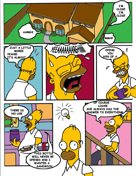 1male bread comic escoria food homer_simpson idea lisa_simpson opening_jar the_simpsons yellow_body