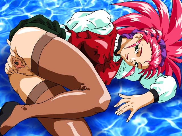 1girls ass breasts female green_eyes long_hair milf pussy red_hair solo spiked_hair spread_pussy tenchi_muyo! thighhighs tukasa uncensored washu_hakubi