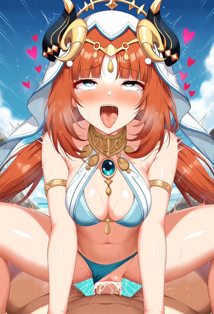 ahe gao, ai generated, cum, cum in pussy, cum inside, female, genshin impact, nilou (genshin impact), pussy, red hair, vaginal penetration, vaginal sex