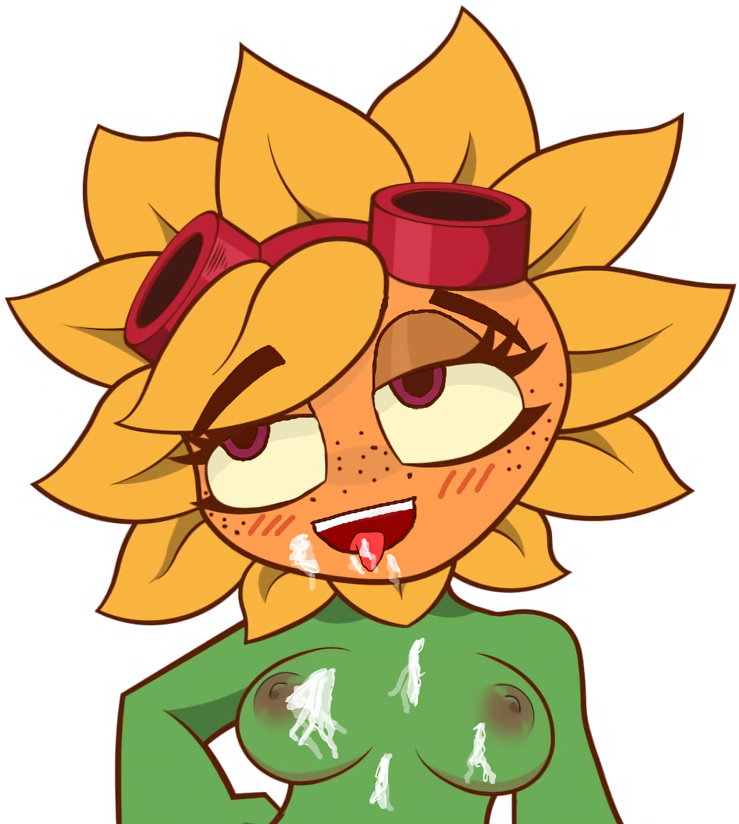 breasts cum plants_vs_zombies plants_vs_zombies:_heroes purple_eyes solar_flare_(pvz) sunflower_(pvz) tagme