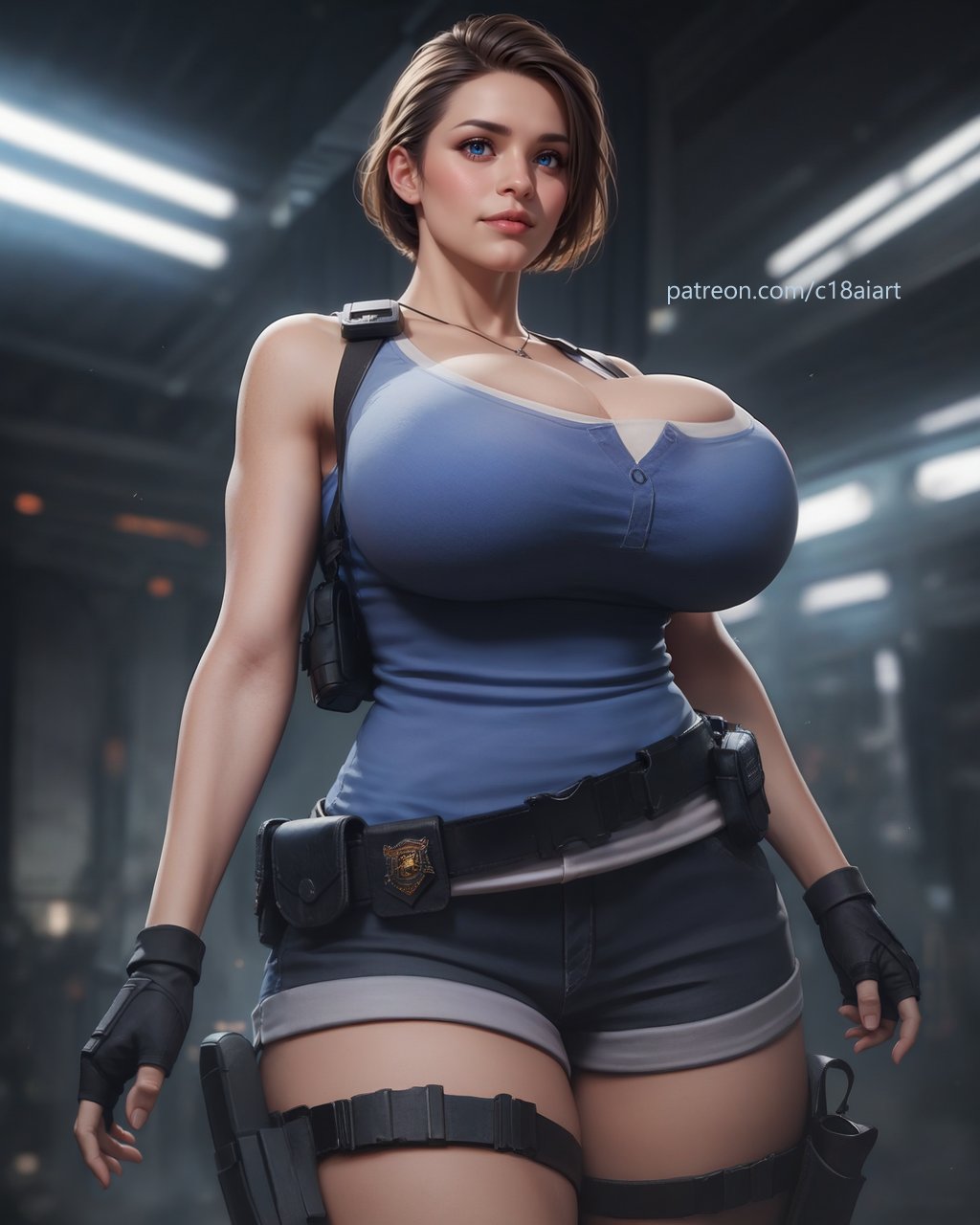 1girls ai_generated biohazard blue_eyes blue_eyes_female brown_hair brown_hair_female brunette brunette_hair c18aiart cameltoe capcom cleavage curvy erect_nipples female female_only gigantic_breasts huge_areolae huge_ass jill_valentine nai_diffusion puffy_nipples realistic resident_evil short_hair short_hair_female stable_diffusion thick_lips voluptuous wide_hips