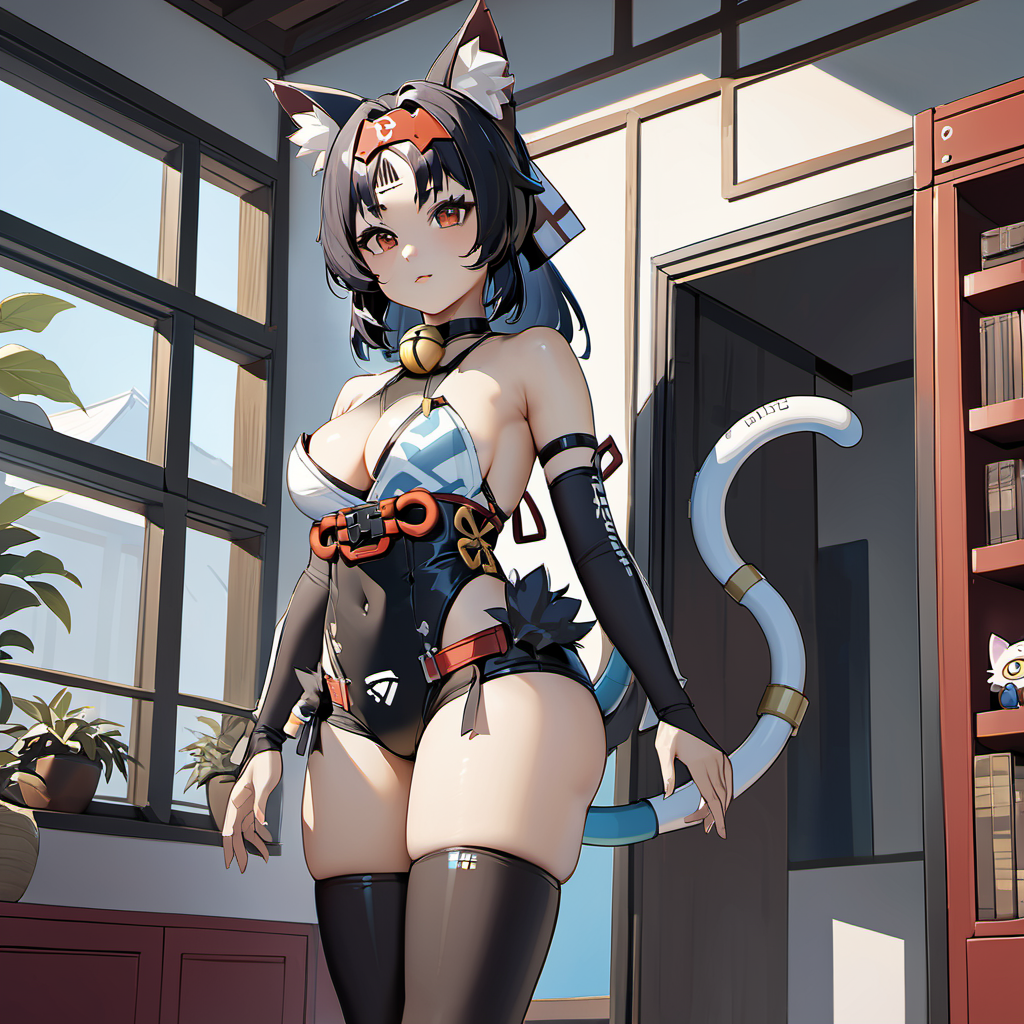 ai_generated extnctionist nekomata nekomiya_mana stockings thick_thighs thigh_gap thighs zenless_zone_zero