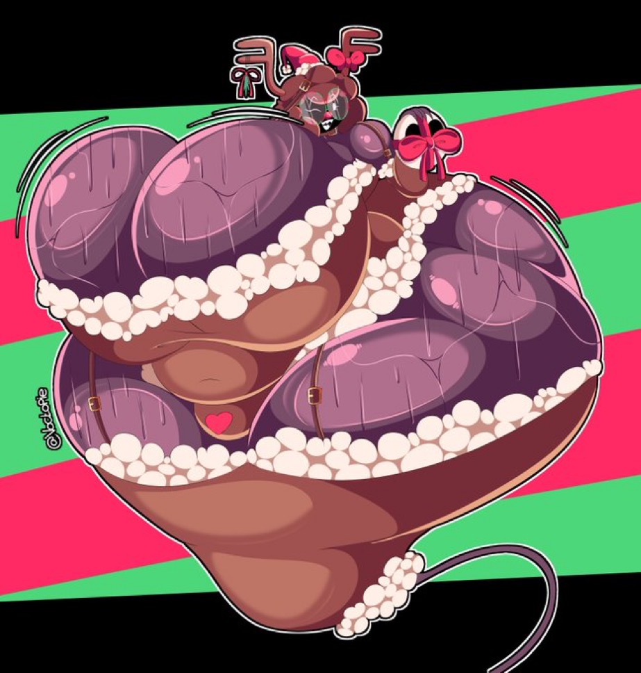 1girls, ass, ass bigger than head, ass focus, big ass, big breasts, big butt, big thighs, breasts, breasts bigger than head, brown clothing, brown hair, bulge, christmas, christmas clothing, christmas hat, christmas headwear, christmas outfit, christmas theme, chubby, chubby belly, chubby female, cleavage, clothed, clothed female, clothing, curvaceous, curvaceous ass, curvaceous body, curvaceous female, curvaceous figure, curvaceous hips, curvaceous thighs, curves, curvy, curvy body, curvy female, curvy figure, curvy hips, dark body, dark skin, dark-skinned female, female, female focus, female only, festive, festive clothing, fluffy clothes, fluffy clothing, fluffy hair, giant ass, giant breasts, giant thighs, gigantic ass, gigantic breasts, gigantic butt, gigantic thighs, hair, happy, happy female, hat, holding, holding object, holiday clothing, holidays, huge ass, huge breasts, huge butt, huge thighs, intersex, large ass, large breasts, large butt, large thighs, long hair, long hair female, massive ass, massive boobs, massive breasts, massive butt, massive thighs, massive tits, one eye closed, penni (voctopie), plump, plump ass, plump boobs, plump breasts, plump butt, plump thighs, red hat, reindeer antlers, reindeer costume, sharp teeth, solo, solo female, solo focus, sweat, sweatdrop, sweating, sweaty, sweaty ass, sweaty body, sweaty breasts, sweaty butt, sweaty legs, sweaty thighs, thicc, thicc ass, thicc breasts, thicc thighs, thick, thick ass, thick butt, thick hips, thick legs, thick thighs, thighs, thighs bigger than head, voctopie, voluptuous, voluptuous body, voluptuous female, white eyes, white mouth, white pupils
