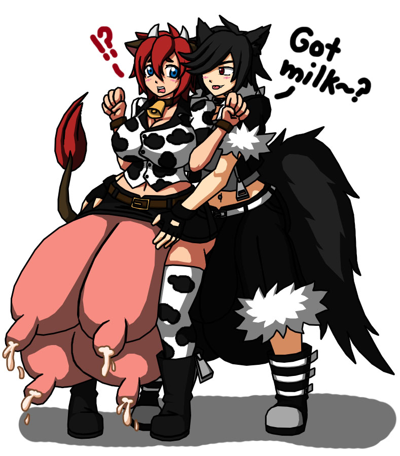 animal_humanoid animal_print ass big_breasts big_bulge big_butt bodily_fluids bovid bovid_humanoid bovine bovine_humanoid breasts bulge canid canid_humanoid canine canine_humanoid cattle_humanoid cow_print cowbell duo female gynomorph huge_bulge humanoid hyper hyper_bulge hyper_udders intersex jessy_moonlight kizami_whitefang lactating mammal mammal_humanoid tail tail_tuft tuft whipcream50 wolf_humanoid