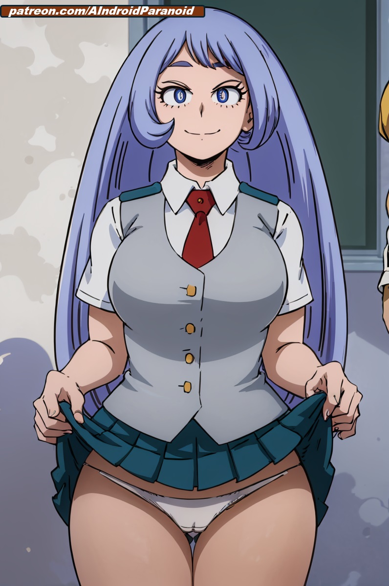 ai_generated aindroidparanoid big_breasts blue_eyes blue_hair boku_no_hero_academia breasts busty cameltoe curvy flashing_panties hadou_nejire happy hourglass_figure huge_breasts large_breasts long_hair my_hero_academia nejire_hado panties school school_uniform schoolgirl shirt skirt stable_diffusion standing