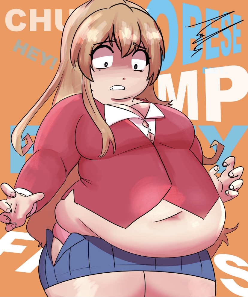 aisaka_taiga bbw belly_overhang big_belly big_breasts big_female blush chubby chubby_female embarrassed fat fat_ass fat_female fat_fetish fat_girl fat_shaming fat_woman fatty large_female obese obese_female overweight overweight_female plump pork_chop thick_thighs toradora! weight_conscious weight_gain