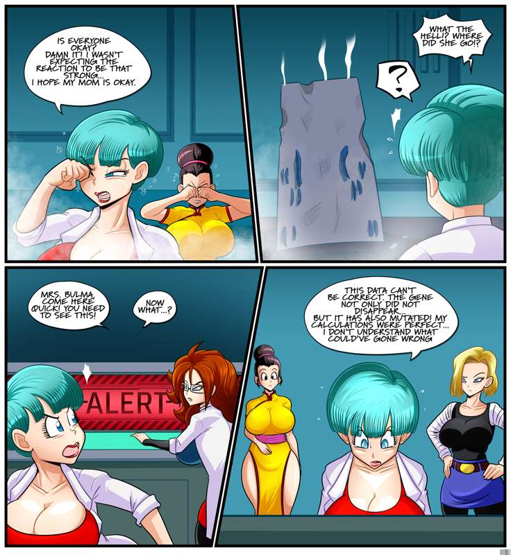 1futa, 4girls, android 18, android 21, ass, balls, big ass, big balls, big breasts, big butt, big nipples, big penis, big thighs, black hair, blonde hair, breasts, brunette hair, bulma, bulma (dragon ball), bulma briefs, chichi, clothed, clothing, dragon ball, edging, female, fully clothed, futa transformation, futanari, intersex, kogeikun, light skin, light-skinned female, no nut november, orgasm denial, panchy, panchy (dragon ball), panchy briefs, penis, red hair, silver hair, transformation