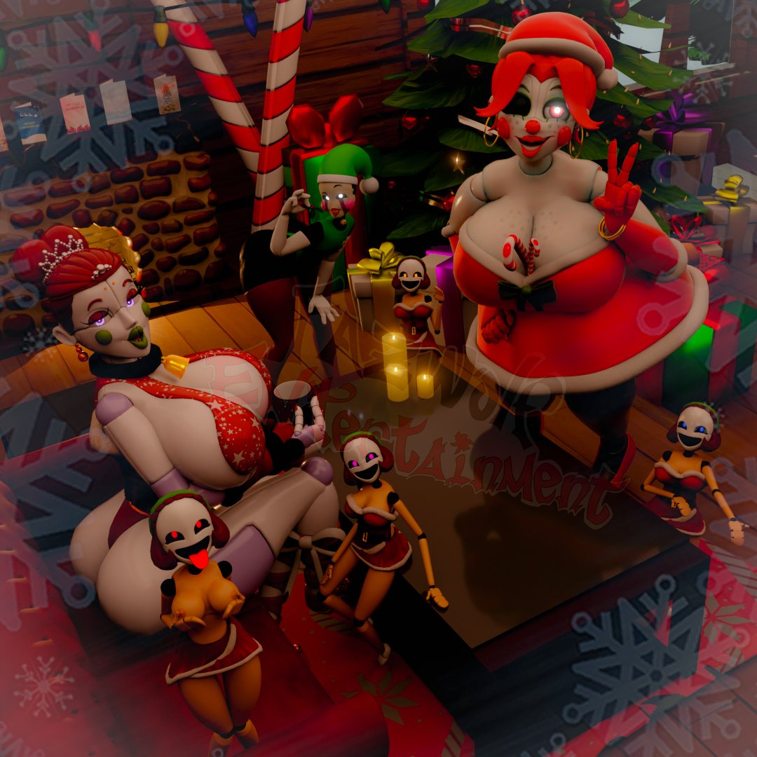 3d 3d_(artwork) 7girls baby_(fnafsl) ballora ballora_(fnafsl) big_ass big_breasts boob_window bottomwear bugafterdark casual casual_nudity christmas circus_baby circus_baby_(fnaf) circus_mommy circus_mommy_2.0_(anthony_blender) clothed fazwolfent female female_only five_nights_at_freddy's five_nights_at_freddy's:_sister_location huge_ass huge_breasts inner_sideboob marionette_(fnaf) minireena no_bra no_underwear nude puppet_(fnaf) robot robot_girl sideass sideboob teasing topless underboob useless_clothing