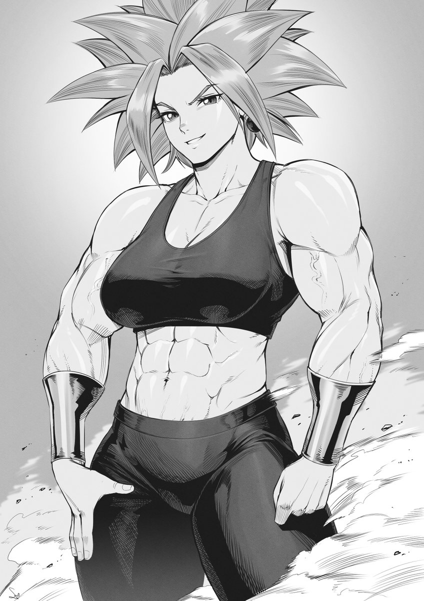 1girls, abs, big breasts, breasts, clothed, clothing, dragon ball, dragon ball super, female, female focus, female only, kefla, legendary super saiyan, looking at viewer, muscular, muscular arms, muscular female, short hair, solo, solo female, speedl00ver, super saiyan, super saiyan 2, thighs