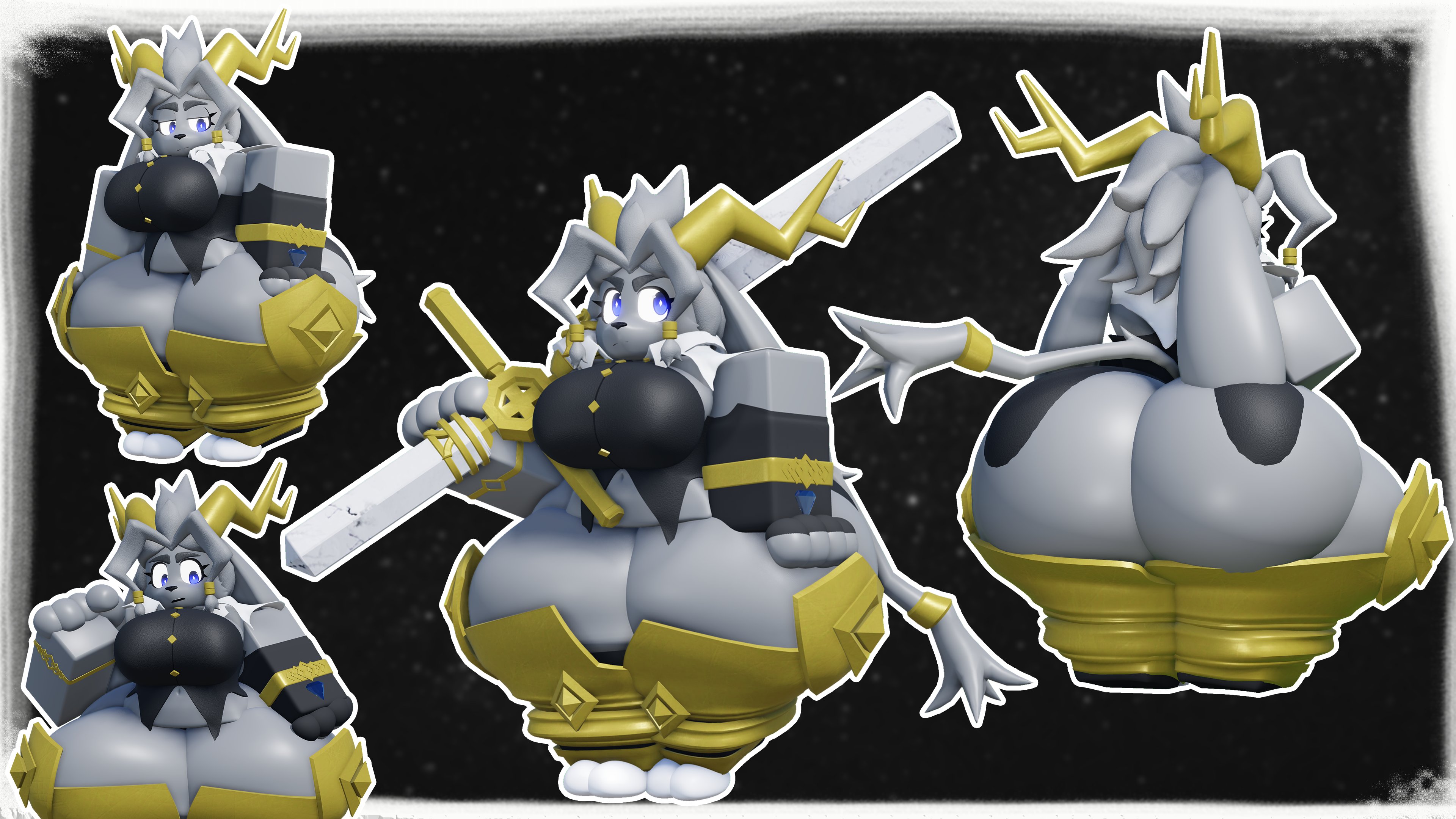 1girls, 2025, 3d, 3d (artwork), ass, ass bigger than head, big ass, big breasts, big butt, breasts, caffinatedbuns, female, female only, furry, huge ass, humanoid, paws, pseudoregalia, roblox, robloxian, sword, sybil (pseudoregalia), tagme, thick, thick thighs, thighs