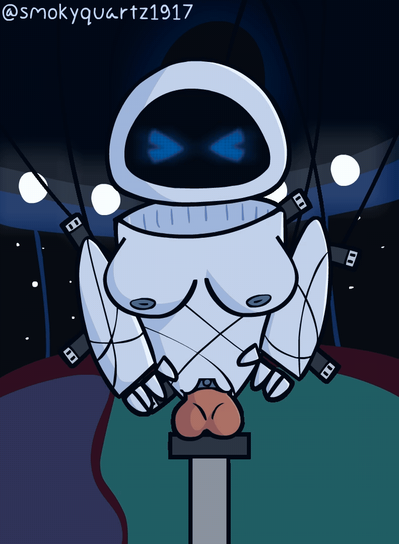 animated artist_name blue_eyes bound breasts digital_drawing_(artwork) digital_media_(artwork) dildo dildo_insertion disney english_text eve_(wall-e) extraterrestrial_vegetation_evaluator female female_penetrated genitals looking_at_viewer machine not_furry penetration penis pixar pussy restraints robot sex sex_toy sex_toy_insertion short_playtime smokyquartz1917 solo text vaginal_penetration vulva wall-e white_body