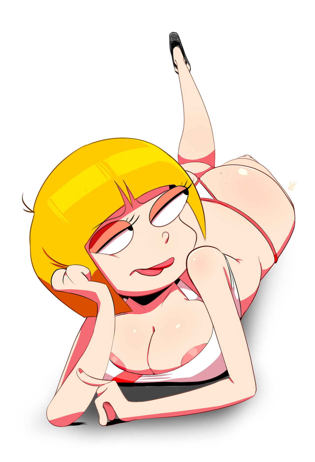 ass, big breasts, bikini, blonde hair, breasts, cartoon network, ed edd n eddy, female, nazz van bartonschmeer, solo, straight hair, thehumancopier