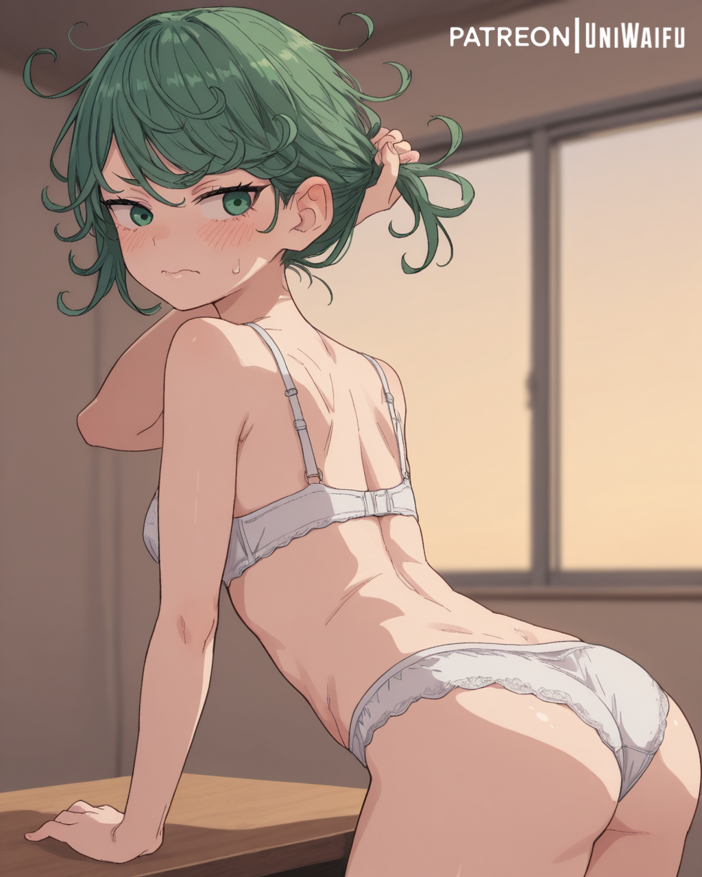 ai_generated anime_girl blush female female one-punch_man petite shy small_breastas solo_girl tatsumaki teen teen_girl teenage_girl tiny underwear uniwaifu