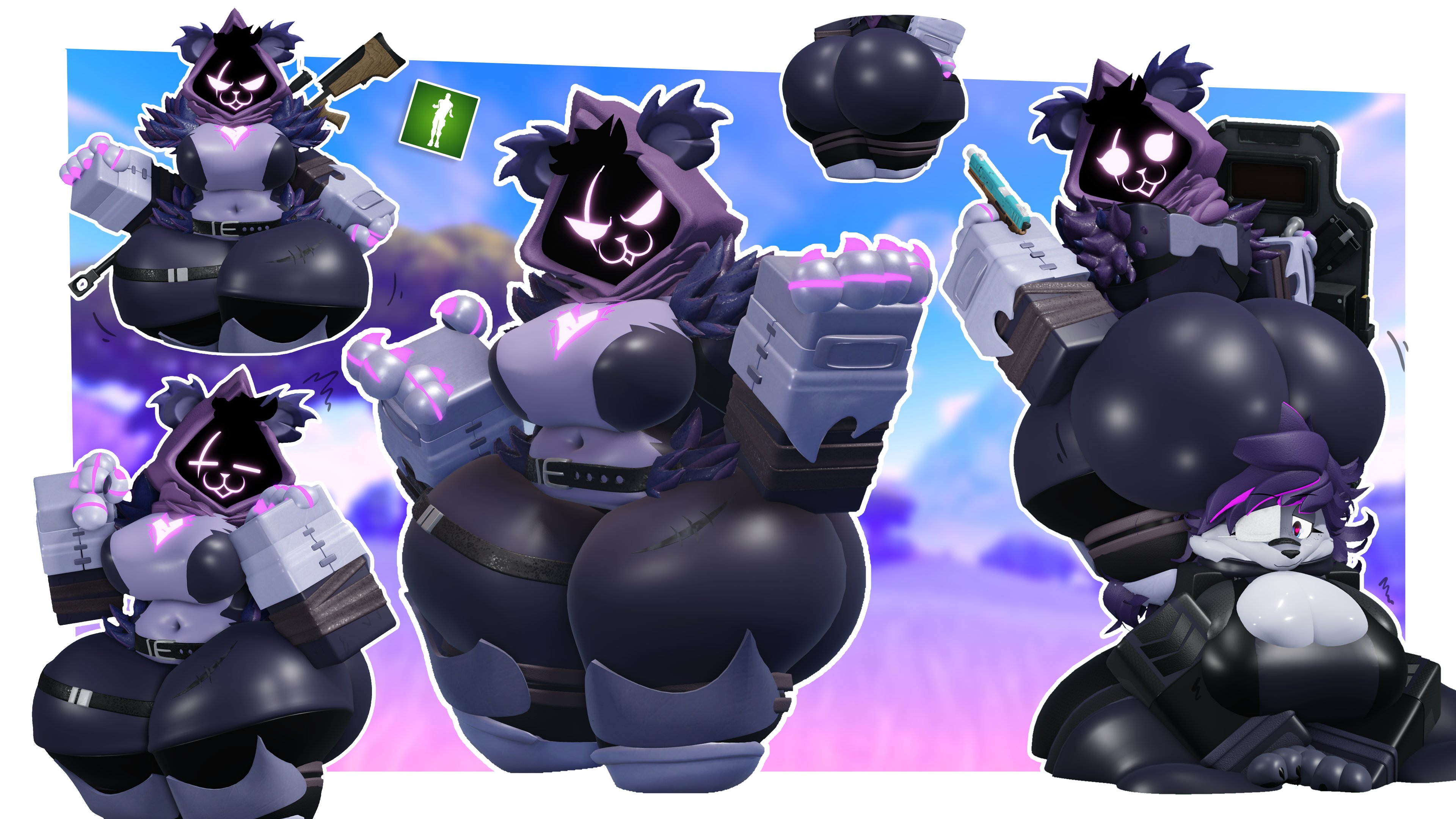 2025, 2girls, 3d, 3d (artwork), ass, ass bigger than head, big ass, big breasts, big butt, booty, breasts, caffinatedbuns, cleavage, clothed, color, female, fortnite, fortnite: battle royale, furry, furry female, furry only, gun, humanoid, image, image set, original character, raven team leader, roblox, robloxian, tagme, thick, thick thighs, thighs