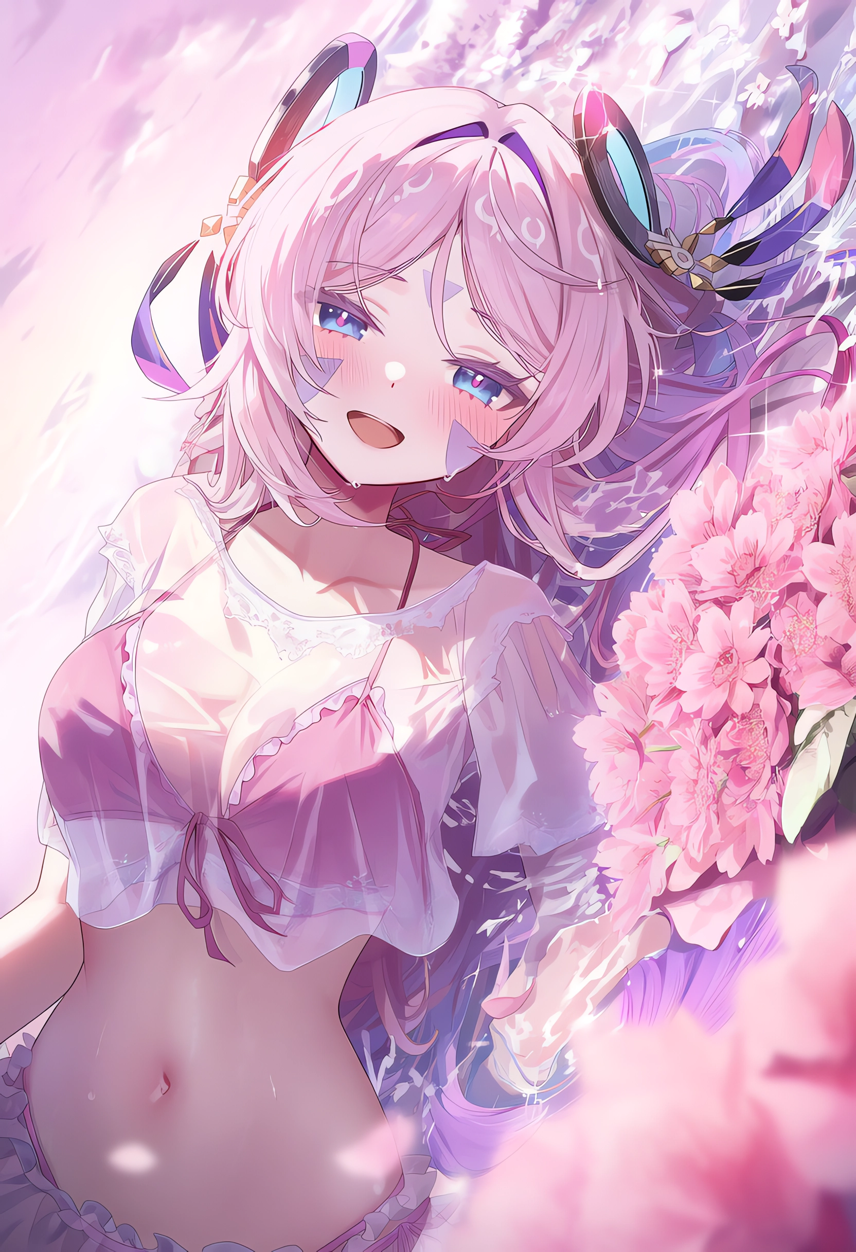 breasts, citlali (genshin impact), female, genshin impact, large breasts, smile, swimsuit