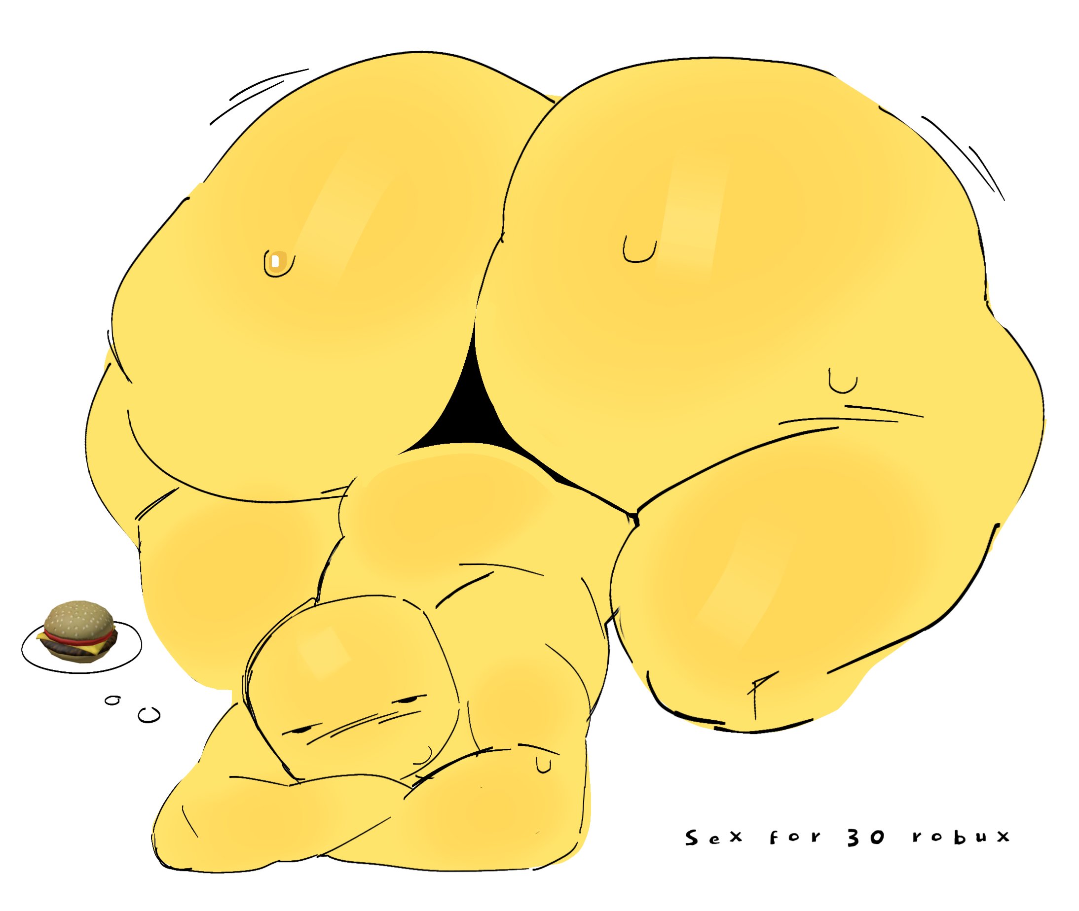 1boy, ass, ass up, bald, big ass, big butt, black eyes, blush, blush lines, blushing, butt, fat ass, fat butt, hamburger, huge ass, huge butt, male, male only, noob, roblox, robloxian, solo, sweat, sweating, sweaty ass, text, thick ass, thick butt, thong, toaris turf, underwear, underwear only, yellow skin