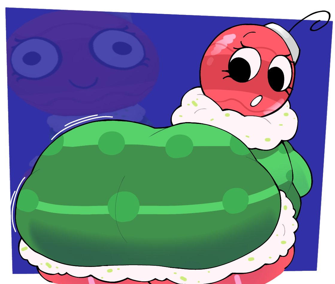 1girls, 2026, ass, big ass, big butt, bobette (dandy's world), breasts, butt, dandy's world, keekee (kk d4ni), medium breasts, object head, red body, red fur