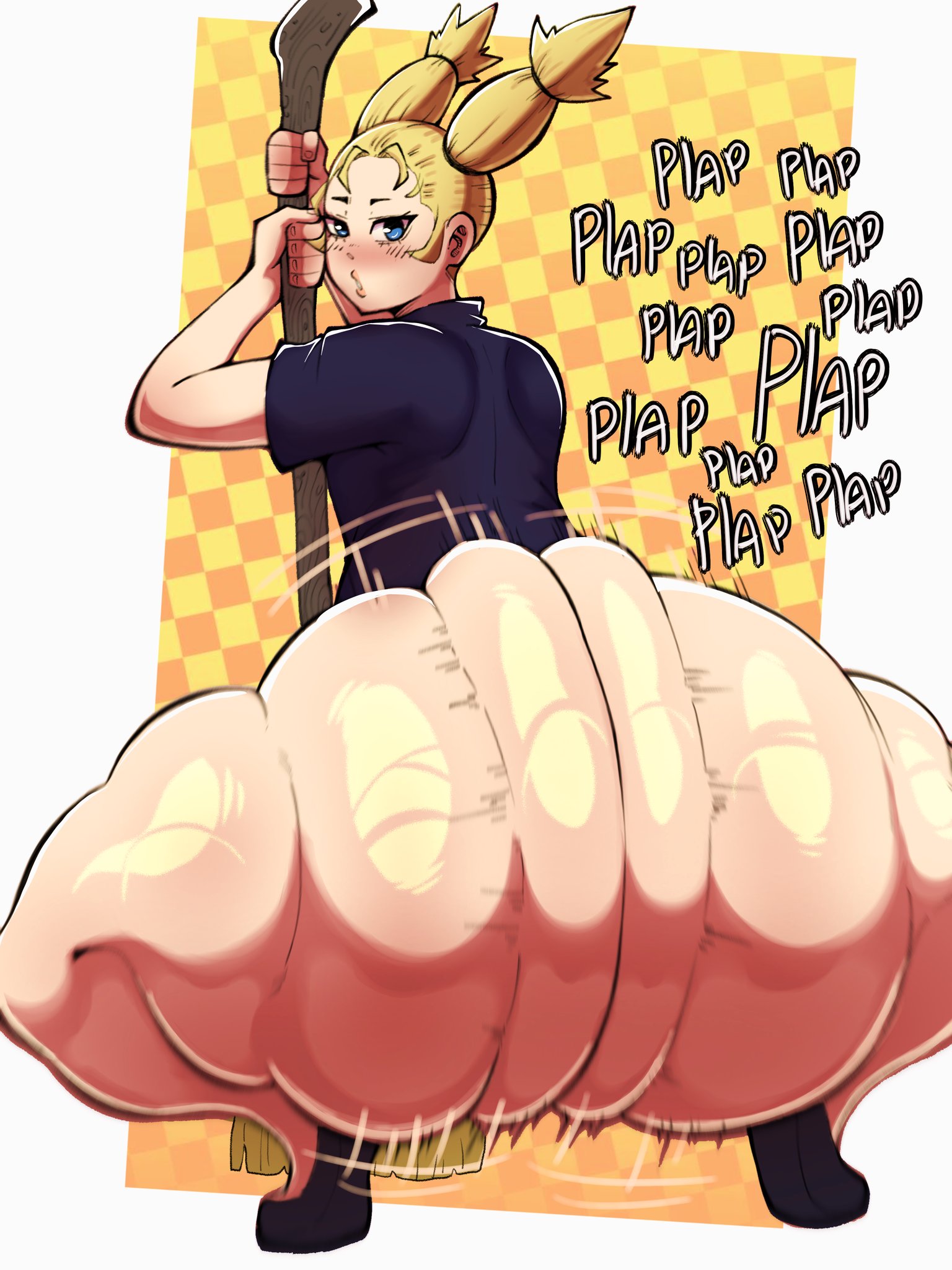 1girls, ass, big ass, big butt, blonde hair, butt, clapping ass, clapping cheeks, dumptruck ass, dumptruck butt, hyper ass, jujutsu kaisen, luizinbk, nishimiya momo, plap, plapping, plapping ass, plapping big butt, plapping butt, shortstack, thick thighs, twintails