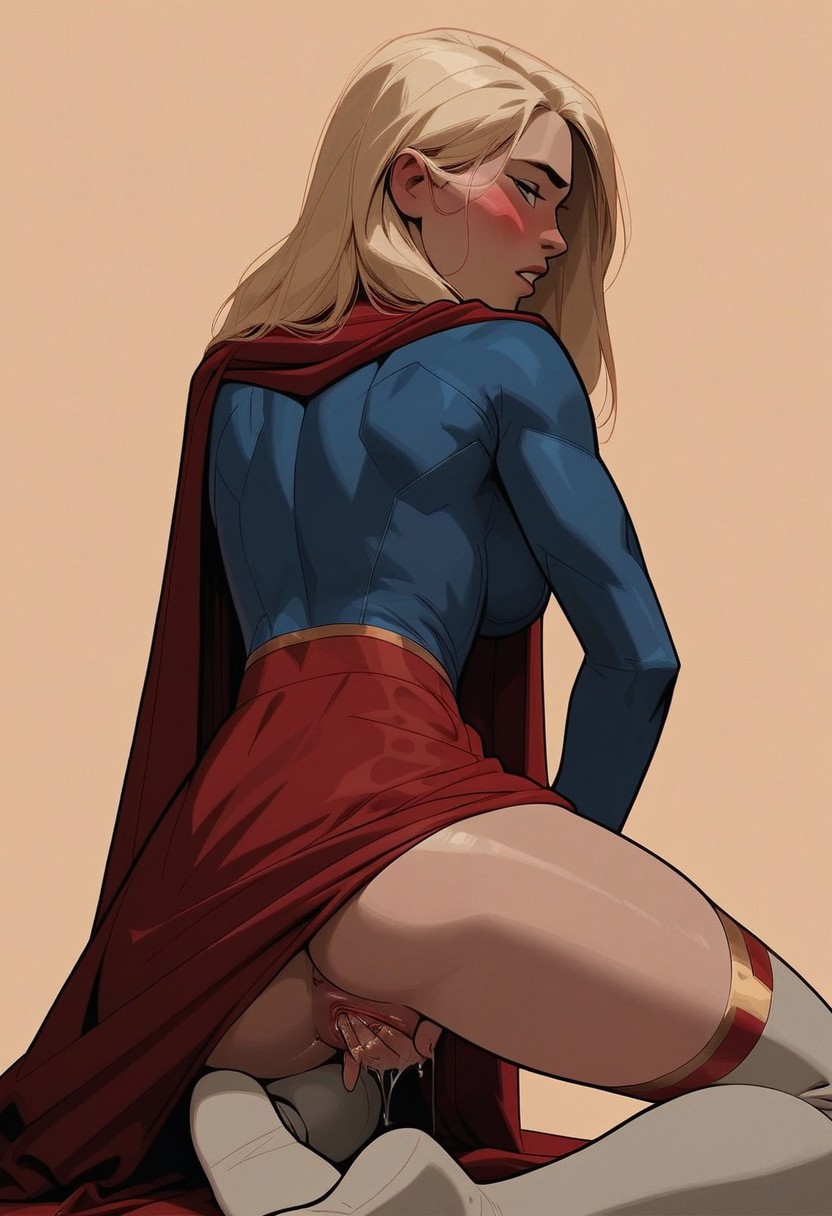 ai generated, artist request, blonde female, blonde hair, clothed, dc, dc comics, female, fingering, kara danvers, kara zor-el, pussy, supergirl, superman (series), tagme, three fingers in pussy