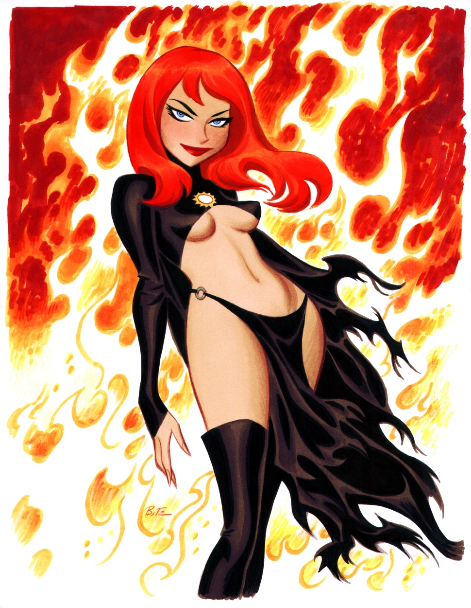 1woman belly_button bruce_timm color lips madelyne_pryor marvel marvel_comics red_hair red_hair_female redhead redhead_female