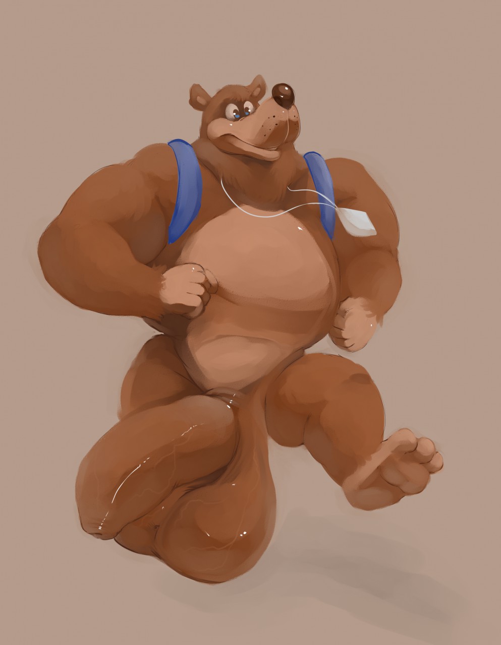 anthro backpack bag balls banjo-kazooie banjo_(banjo-kazooie) bear big_balls furry huge_balls hyper hyper_balls hyper_penis male male_focus male_only mammal necklace penis puppypaws puppypaws~ solo tooth_necklace uncut video_games