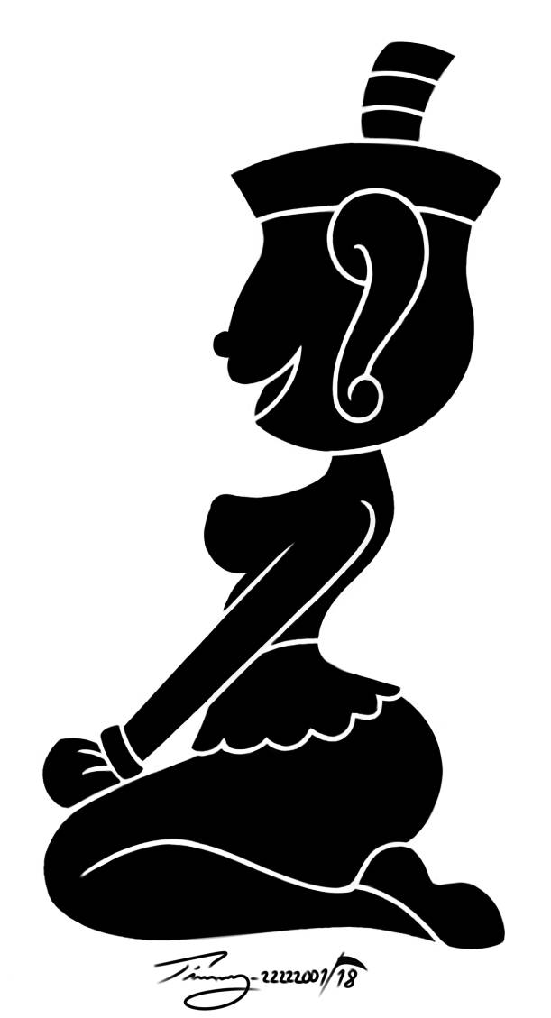 1girls black_and_white cuphead_(game) ms._chalice silhouette solo timmy22222001