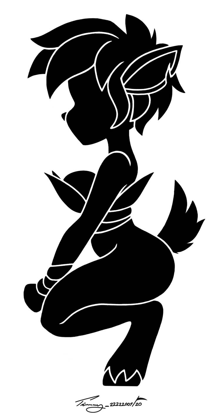 1girls black_and_white elora silhouette solo spyro_the_dragon timmy22222001