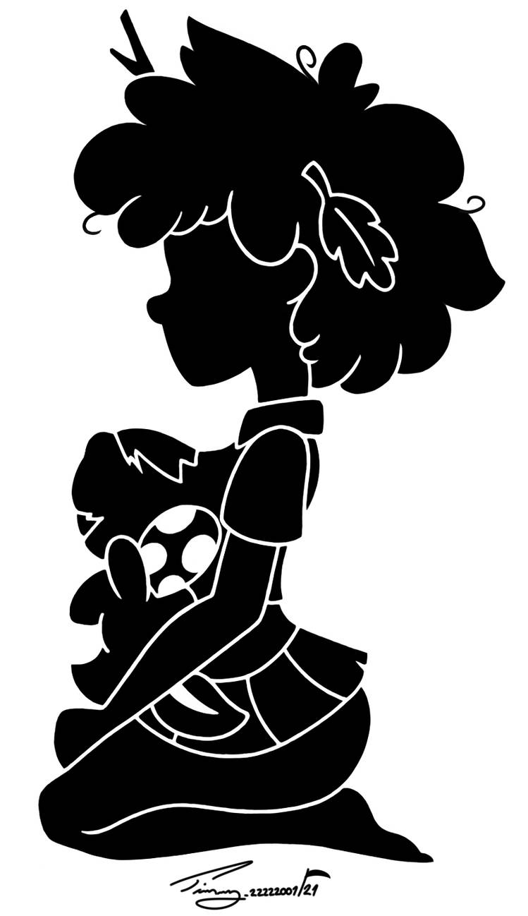 1girls amphibia anne_boonchuy black_and_white disney polly_plantar silhouette solo timmy22222001