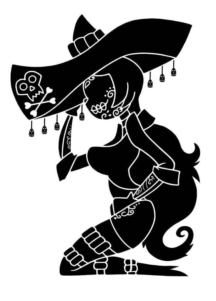 1girls adelita_sanchez black_and_white dia_de_los_muertos silhouette solo the_book_of_life timmy22222001