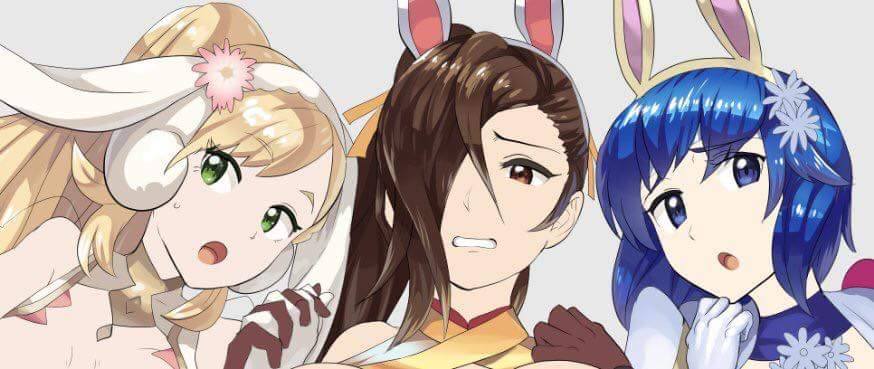 blue_hair boris_(noborhys) bunny_ears catria_(fire_emblem) catria_(spring)_(fire_emblem) fire_emblem fire_emblem:_mystery_of_the_emblem fire_emblem:_shadow_dragon_and_the_blade_of_light fire_emblem_fates fire_emblem_heroes kagero_(fire_emblem) kagero_(spring)_(fire_emblem) nintendo sharena_(fire_emblem) sharena_(spring)_(fire_emblem)