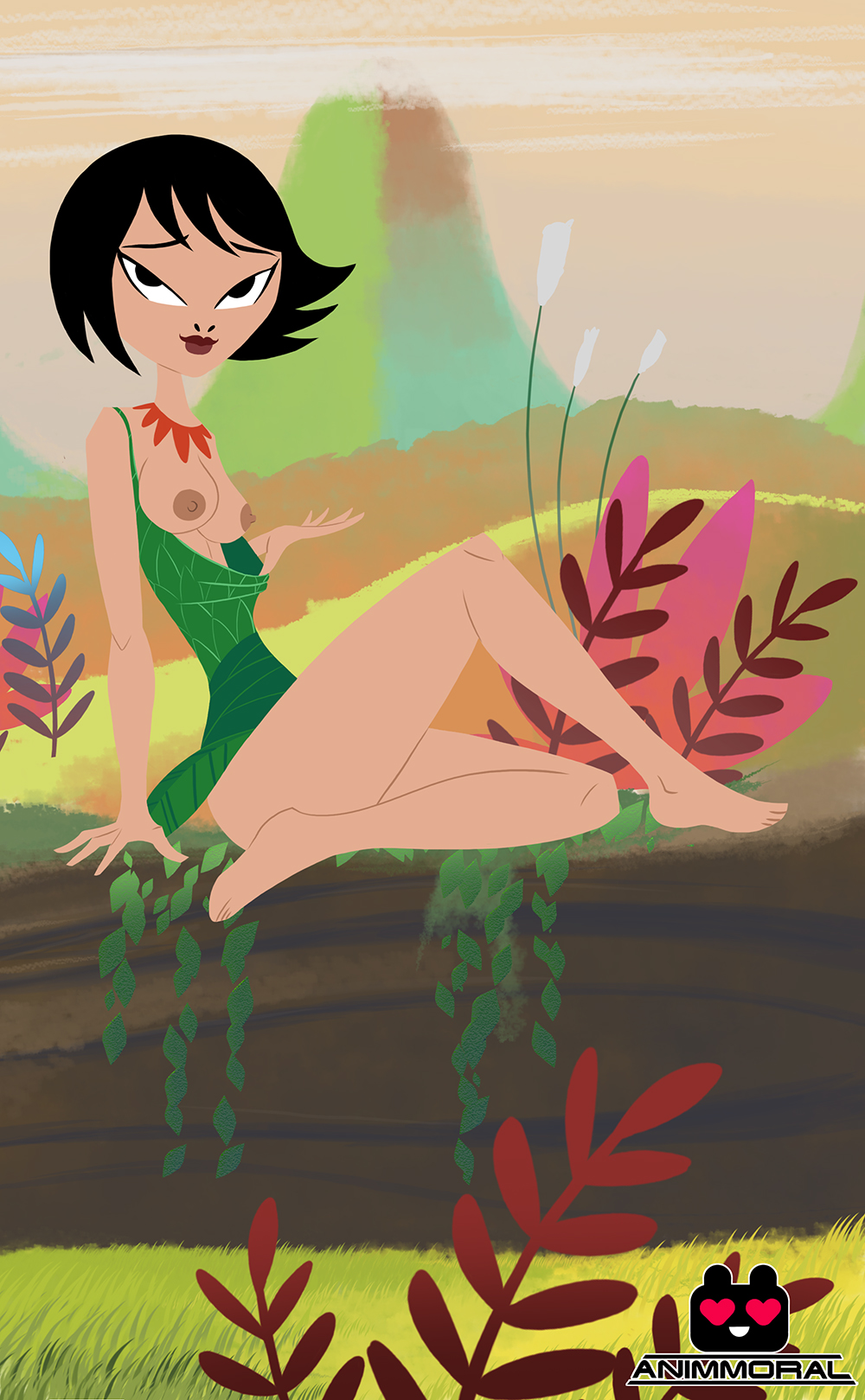 animmoral ashi_(samurai_jack) breasts daughters_of_aku female female_only happy_female heroine horny_female legs nipples samurai_jack seductive_look solo