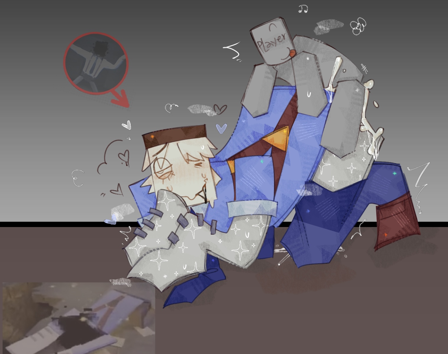 2boy, 2boys, blocky body, cum inside, doggy position, doors (roblox), espuma, flushed, flustered, gay sex, honcho (doors), reference image, roblox, roblox game, robloxian, self upload, size difference, small dom big sub, small on top, small penetrator big penetrated, tagme