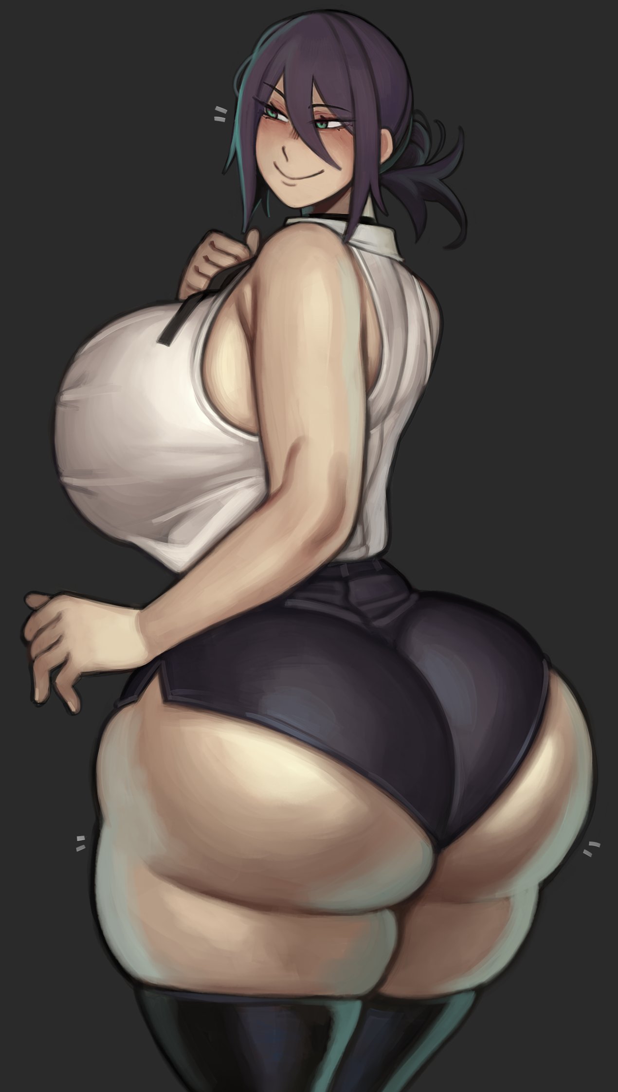 1girls, 2d, ass, black hair, breasts, busty, chainsaw man, clothed, clothed female, female, female only, huge ass, kelvin hiu, light skin, light-skinned female, massive ass, massive breasts, reze (chainsaw man), solo, solo female, tagme, thick thighs, thighhighs, thighs