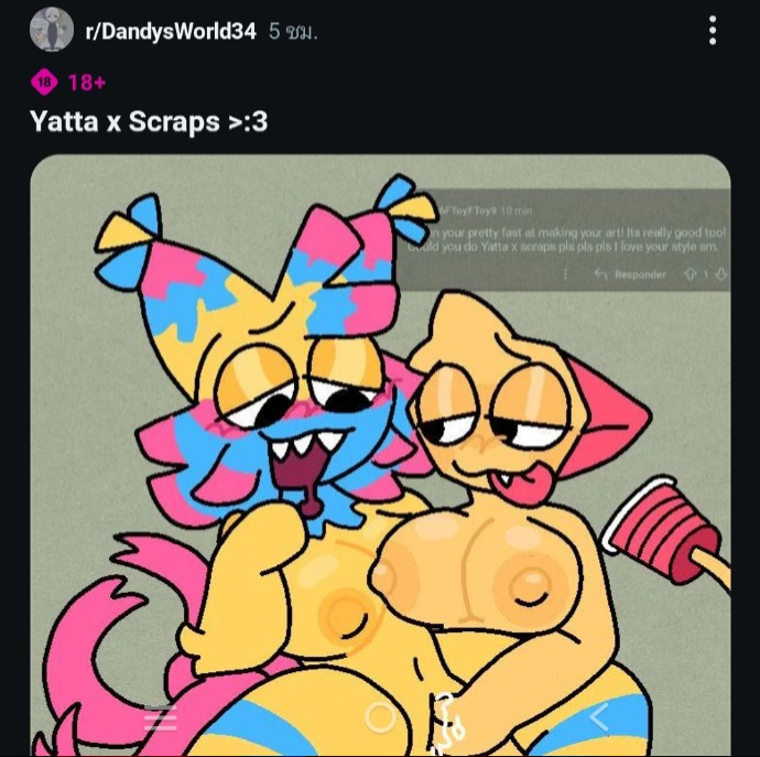 2girls, big breasts, dandy (dandy's world), dandy's world, dandys world, reddit, request, requested, roblox, roblox game, scraps (dandy's world), soft starway, thai text, yatta (dandy's world)