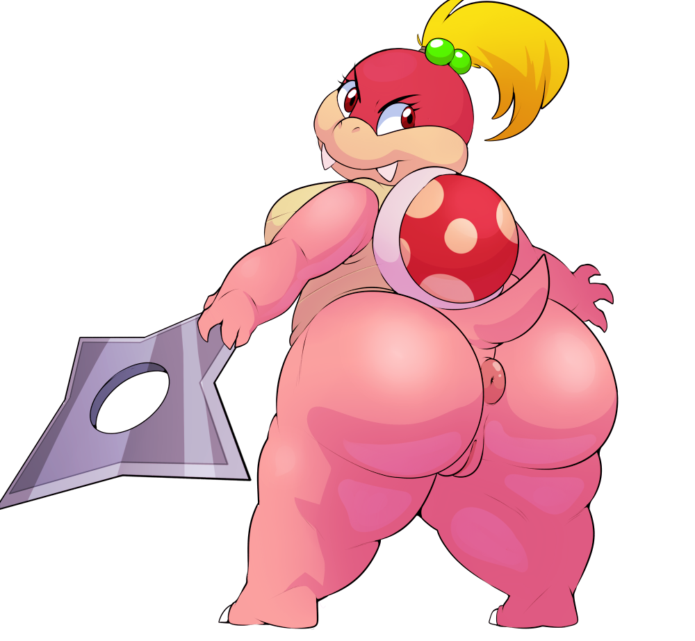 1girls anus ass back back_view backboob big_ass big_butt blonde_hair breasts claws dat_ass eroborus fangs female female_only hair huge_ass huge_butt koopa large_ass looking_back mario_(series) nintendo pink_body pink_skin pom_pom_(mario) ponytail pussy ranged_weapon red_eyes red_skin reptile scalie shell shuriken slightly_chubby solo super_mario_3d_world tail thick thick_thighs thighs tied_hair turtle video_games weapon white_background wide_hips