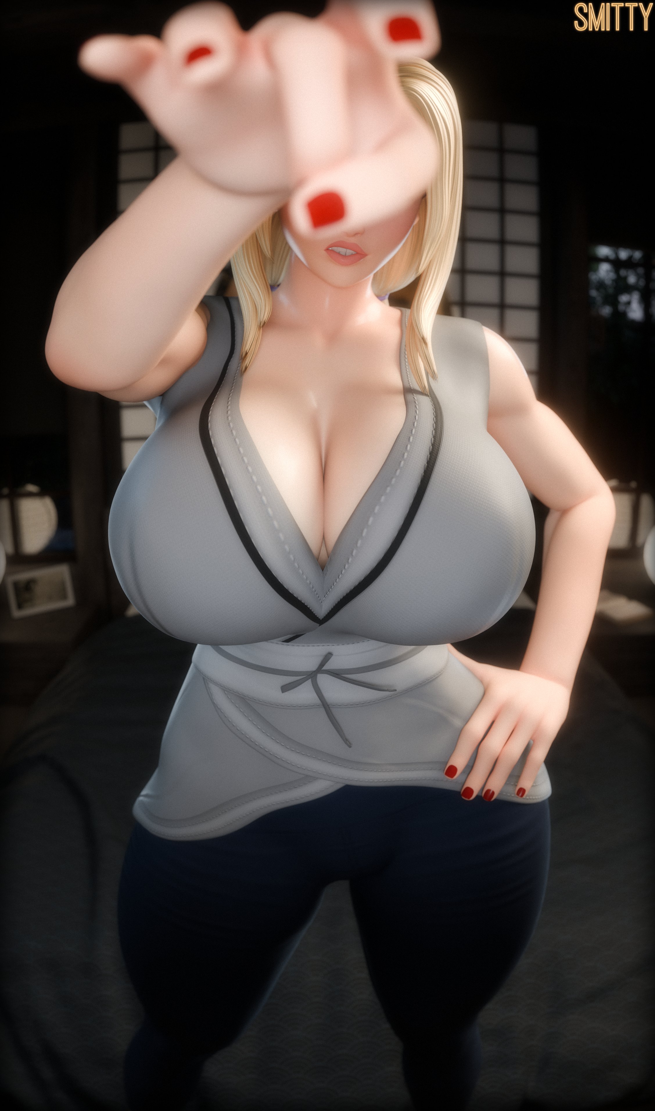 1girls, big boobs, big breasts, blonde, blonde female, blonde hair, blonde-haired female, boobs, breasts, female, female focus, female only, large boobs, large breasts, light skin, light-skinned female, mature, mature female, mature woman, naruto, naruto (series), smitty34, tsunade, voluptuous, voluptuous female