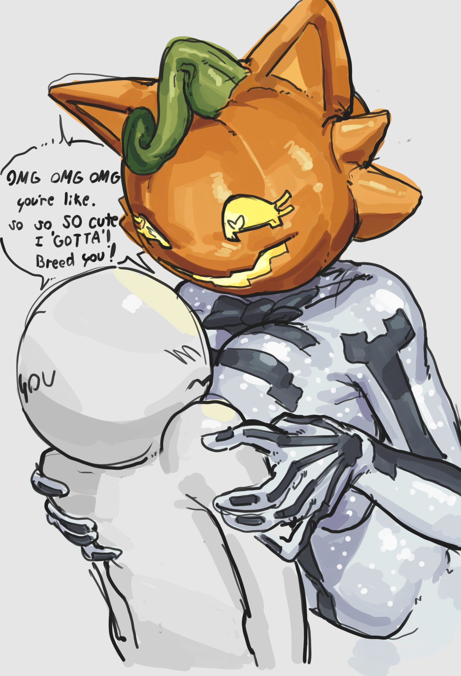 1boy, 1futa, 1futa1boy, 1futanari, 1male, 2026, 2d, 2d (artwork), animal humanoid, anon, anonymous male, big breasts, breasts, cat ears, cat girl, cat humanoid, catgirl, dialogue, english, english dialogue, english text, epic games, fasstart, feline, feline humanoid, fortnite, fortnite: battle royale, fortnitemares, futadom, futanari, human, human male, imminent anal, imminent sex, jack-o'-lantern, pumpkin head, skeleton costume, spice (fortnite), sugar (fortnite), text, you