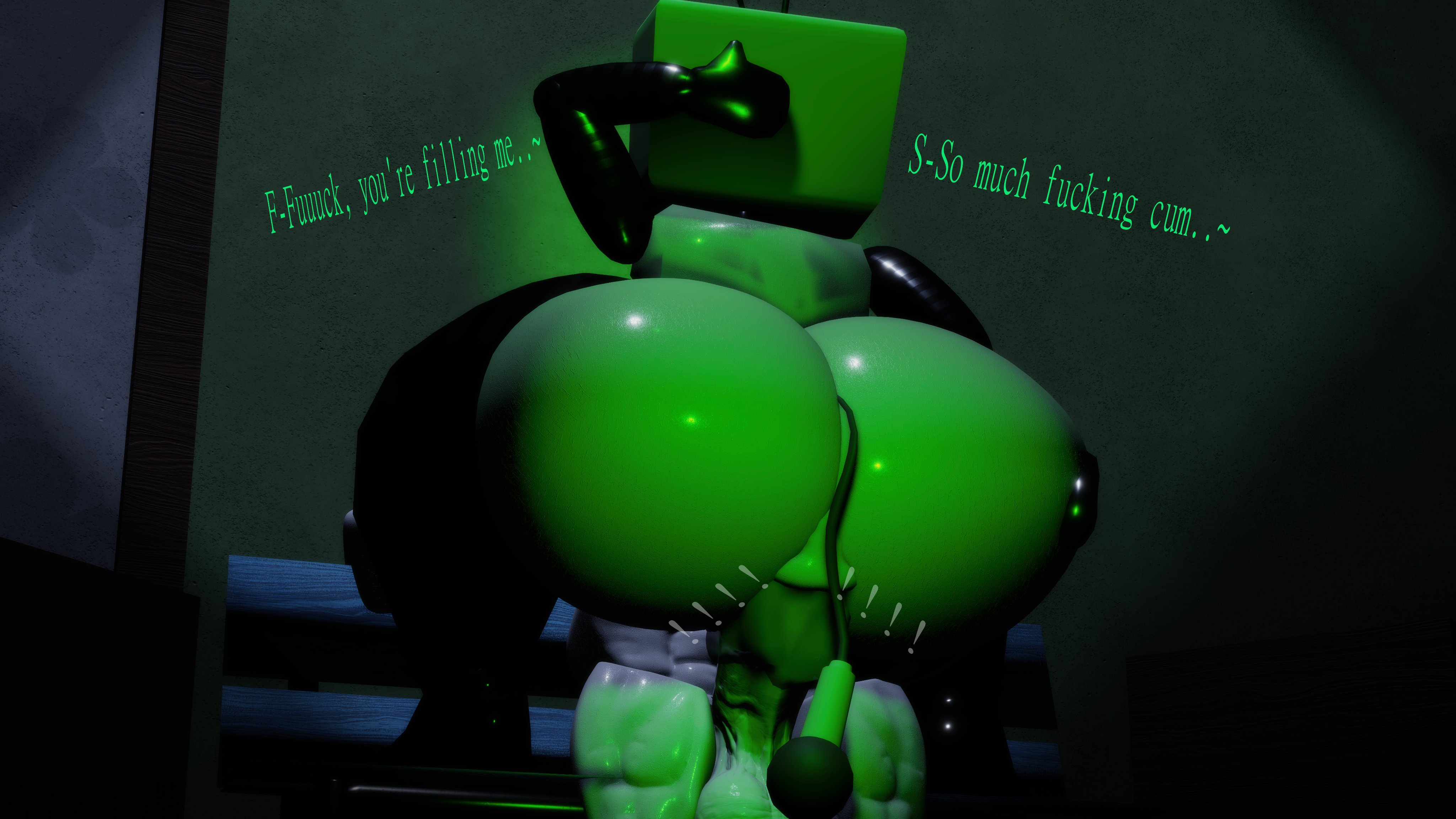 1boy, 1boy1girl, 1girls, 2026, 3d, 3d animation, ass, big breasts, big penis, breasts, completely naked, completely naked female, completely naked male, dandy's world, dark skin, dark-skinned female, english text, hyper, hyper breasts, hyper penis, microphone, mothinaround, naked, naked female, naked male, penis, roblox, robloxian, robot, robot girl, sex, smaller male, tail, text, tv, tv head, vagina, vaginal, vaginal sex, vee (dandy's world), voluptuous, voluptuous female