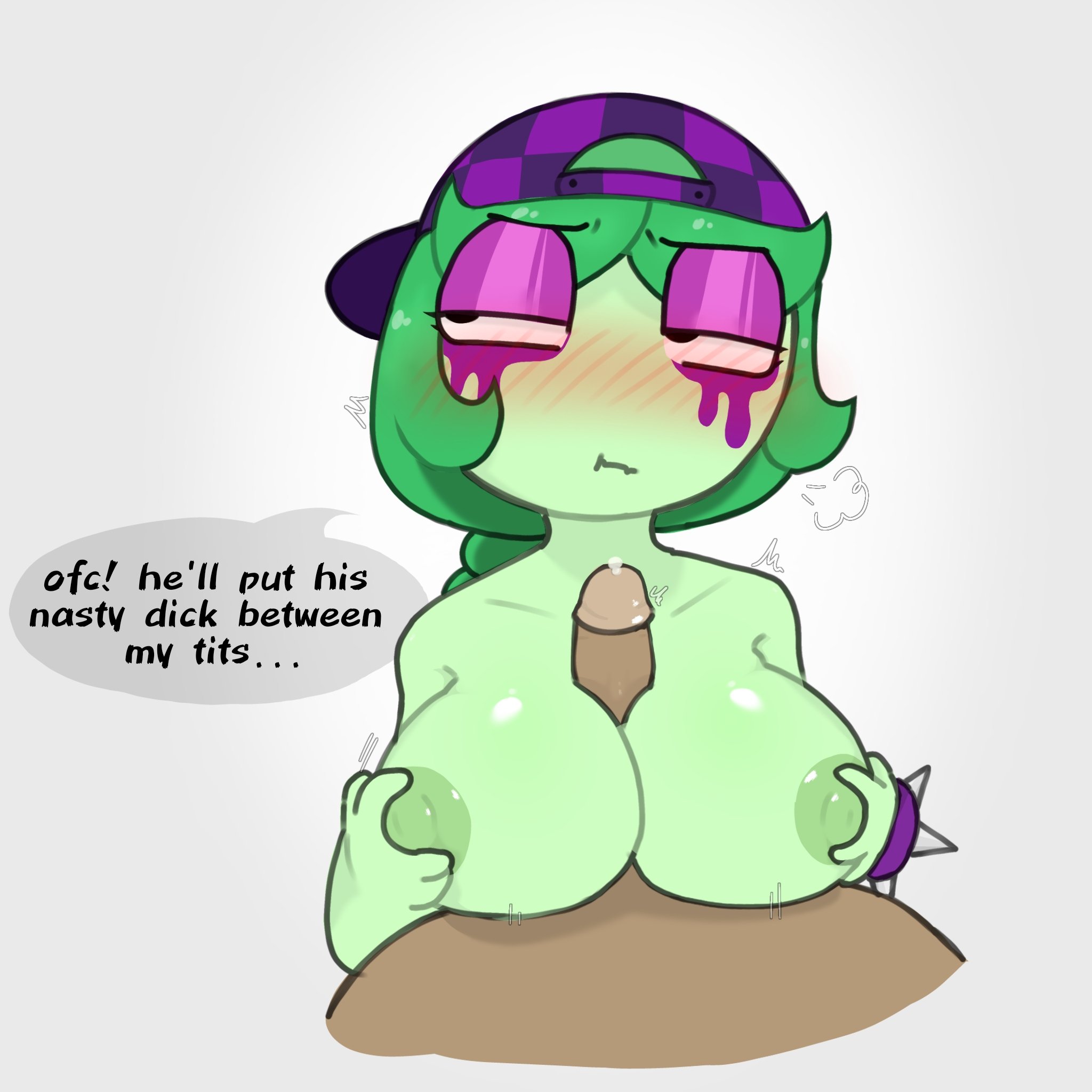 1boy, 1girls, 2020s, 2026, annoyed, areolae, artist request, backwards baseball cap, baseball cap, big breasts, blush, blushcrunch studio, blushing, breasts, connie (dandy's world), dandy's world, dandys world, english, english text, female, ghost, ghost girl, hair, male, male/female, paizuri, penis, penis between breasts, precum, roblox, spiked bracelet, tagme, text